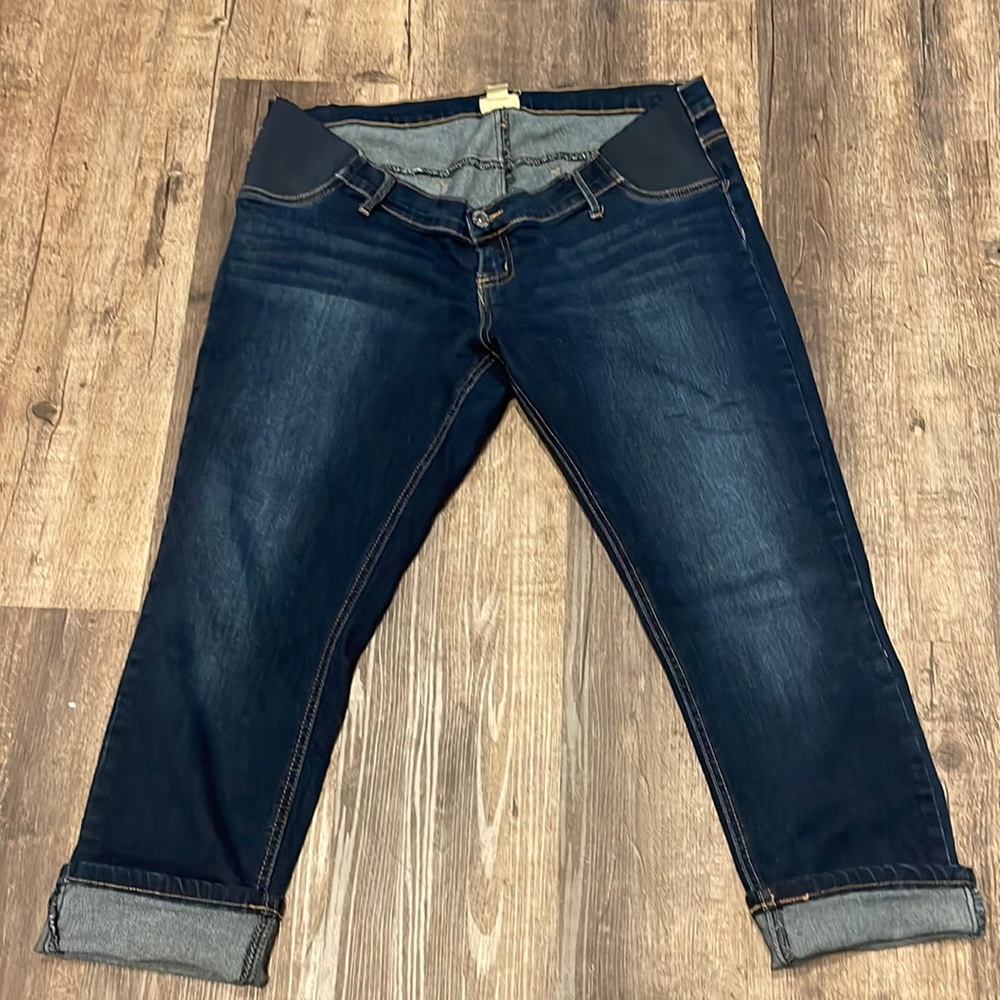 Indigo blue maternity capris